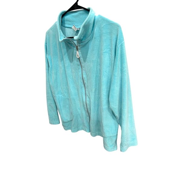 Can Do Fashions Womens Light Blue Full Zip Collared Jacket SZ Small - Picture 3 of 8